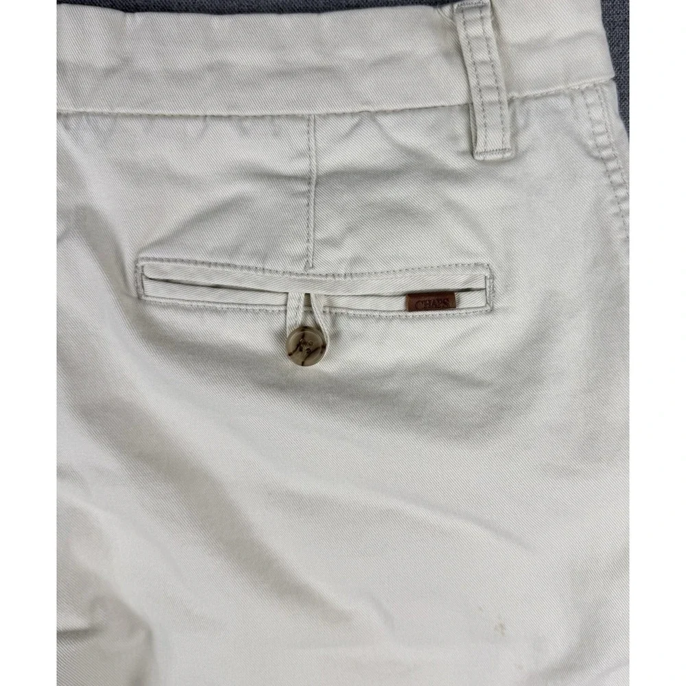 Chaps Stretch Chino Shorts Mens 32 Beige Khaki Flat Front Casual Golf Preppy